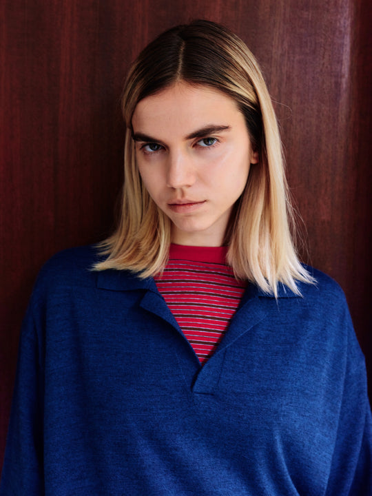 Inside-Out Skipper Knit - Melange Navy
