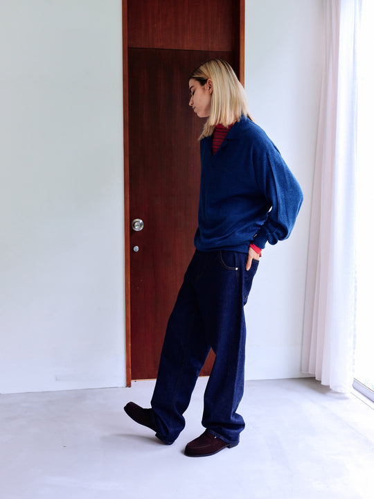 Inside-Out Skipper Knit - Melange Navy