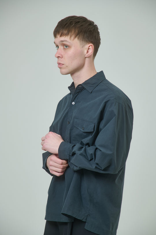 Cotton Silk Pullover Shirt - Silk Black