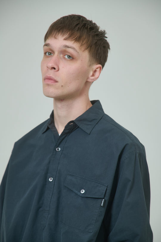Cotton Silk Pullover Shirt - Silk Black