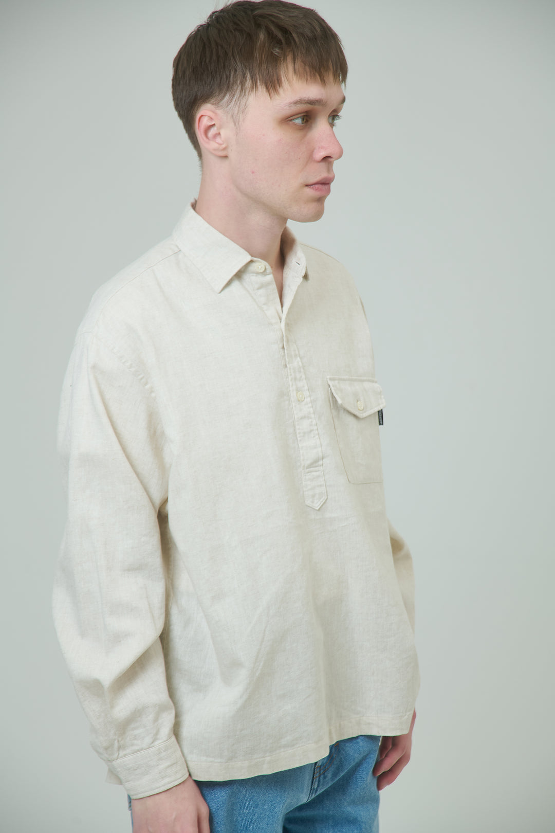 Linen Cotton Pullover Shirt - Ivory
