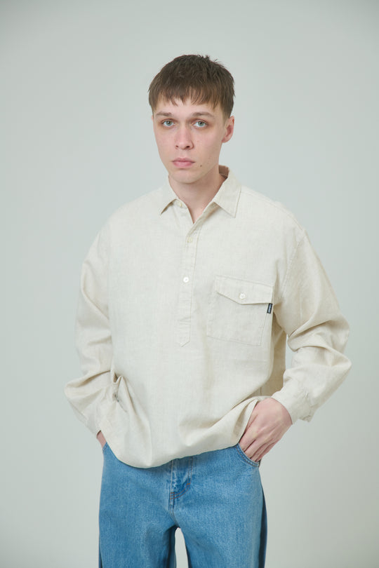 Linen Cotton Pullover Shirt - Ivory
