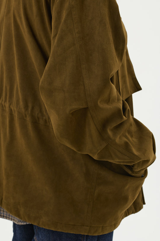 Synthetic Suede Field Jacket - Black