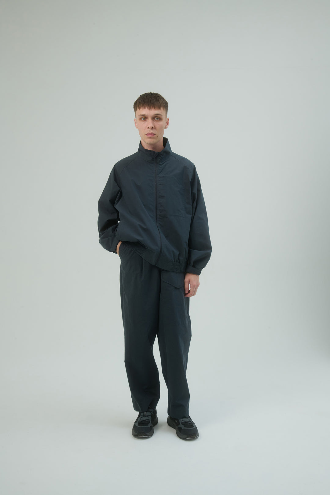 Cotton Silk Track Jacket - Silk Black