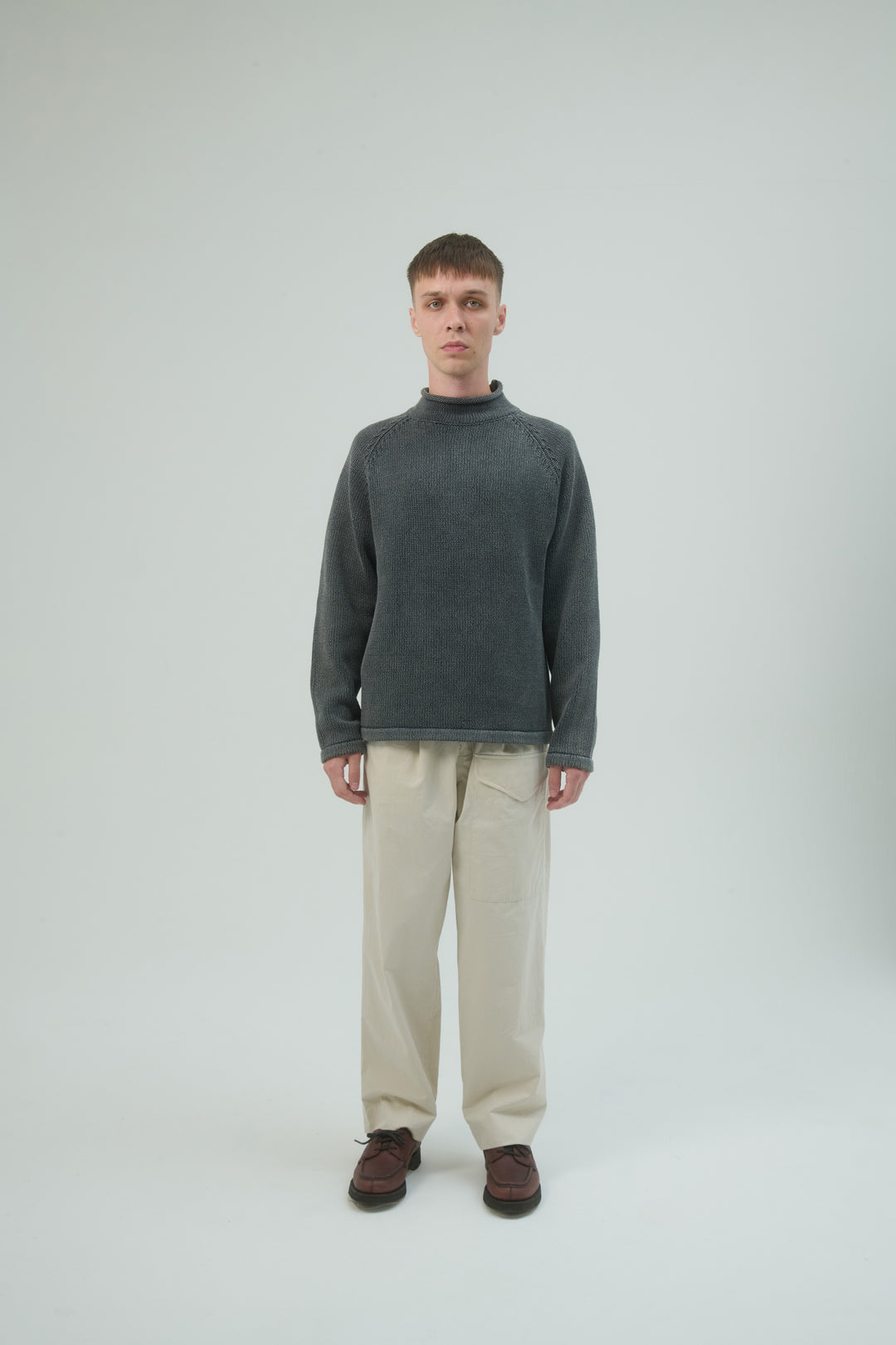 Roll Neck Sweater Bleach Dyed - Black