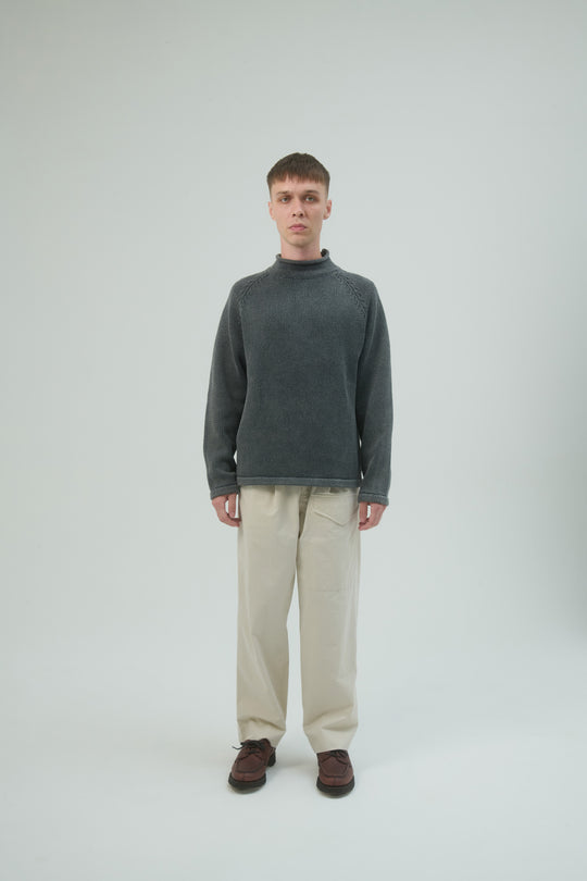 Roll Neck Sweater Bleach Dyed - Black