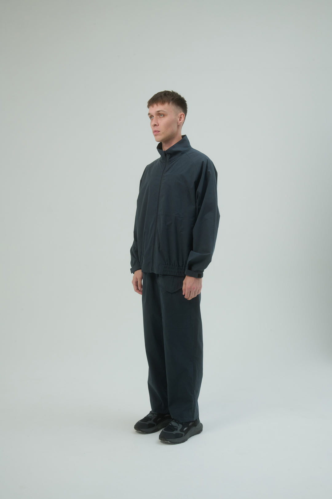Cotton Silk Track Jacket - Silk Black