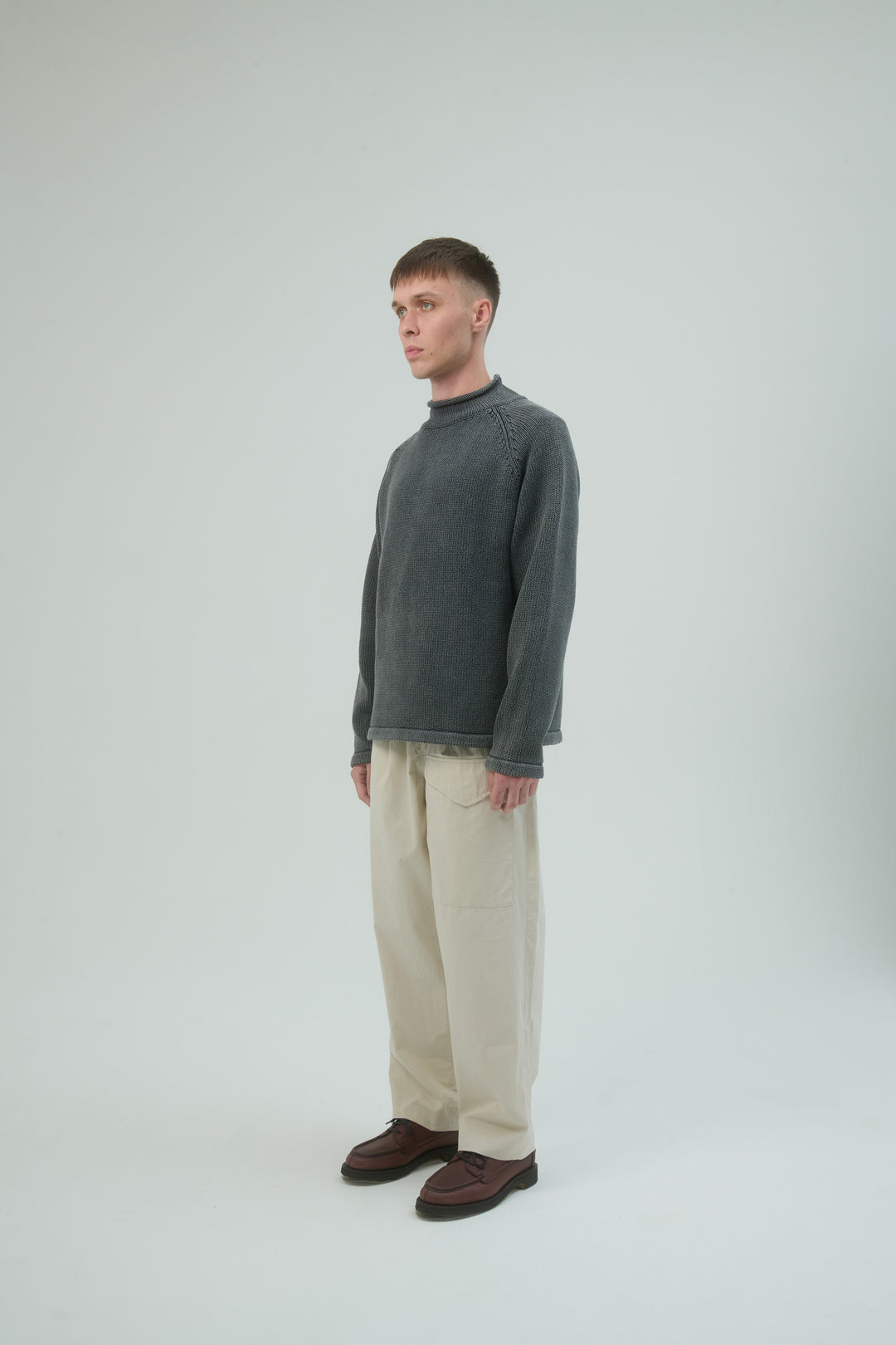 Roll Neck Sweater Bleach Dyed - Black