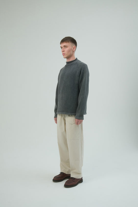 Roll Neck Sweater Bleach Dyed - Black