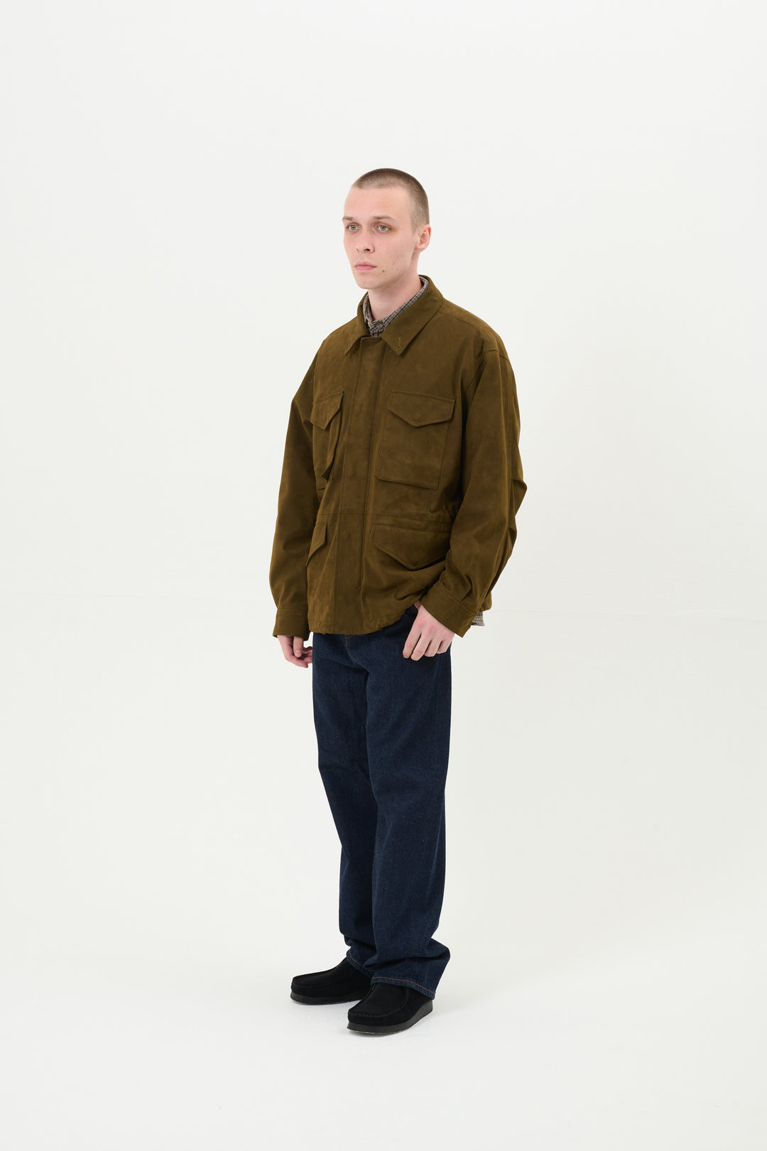 Synthetic Suede Field Jacket - Black