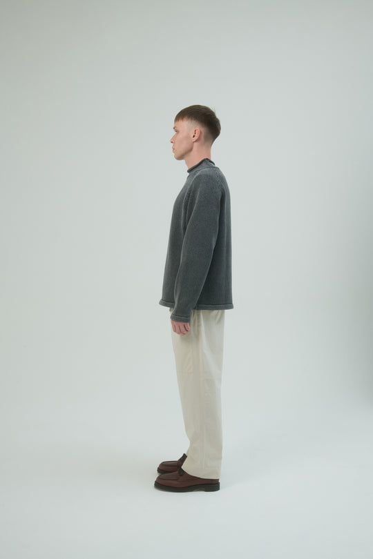 Roll Neck Sweater Bleach Dyed - Black