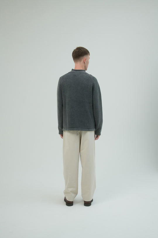 Roll Neck Sweater Bleach Dyed - Black