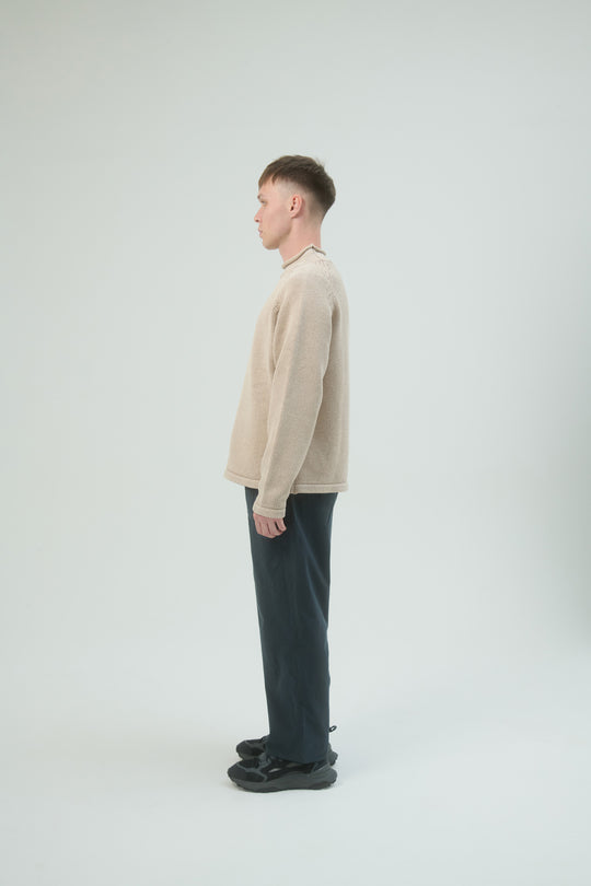 Roll Neck Sweater Bleach Dyed - Beige