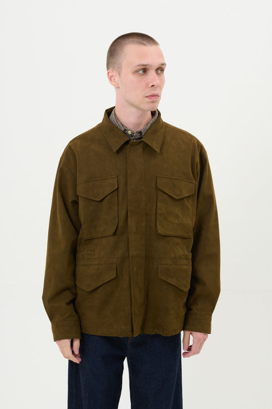 Synthetic Suede Field Jacket - Black