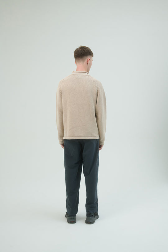 Roll Neck Sweater Bleach Dyed - Beige