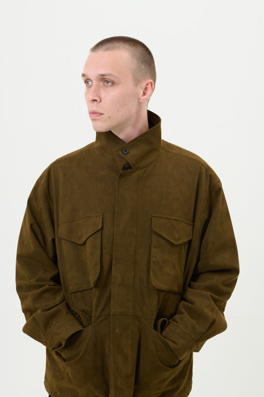 Synthetic Suede Field Jacket - Black