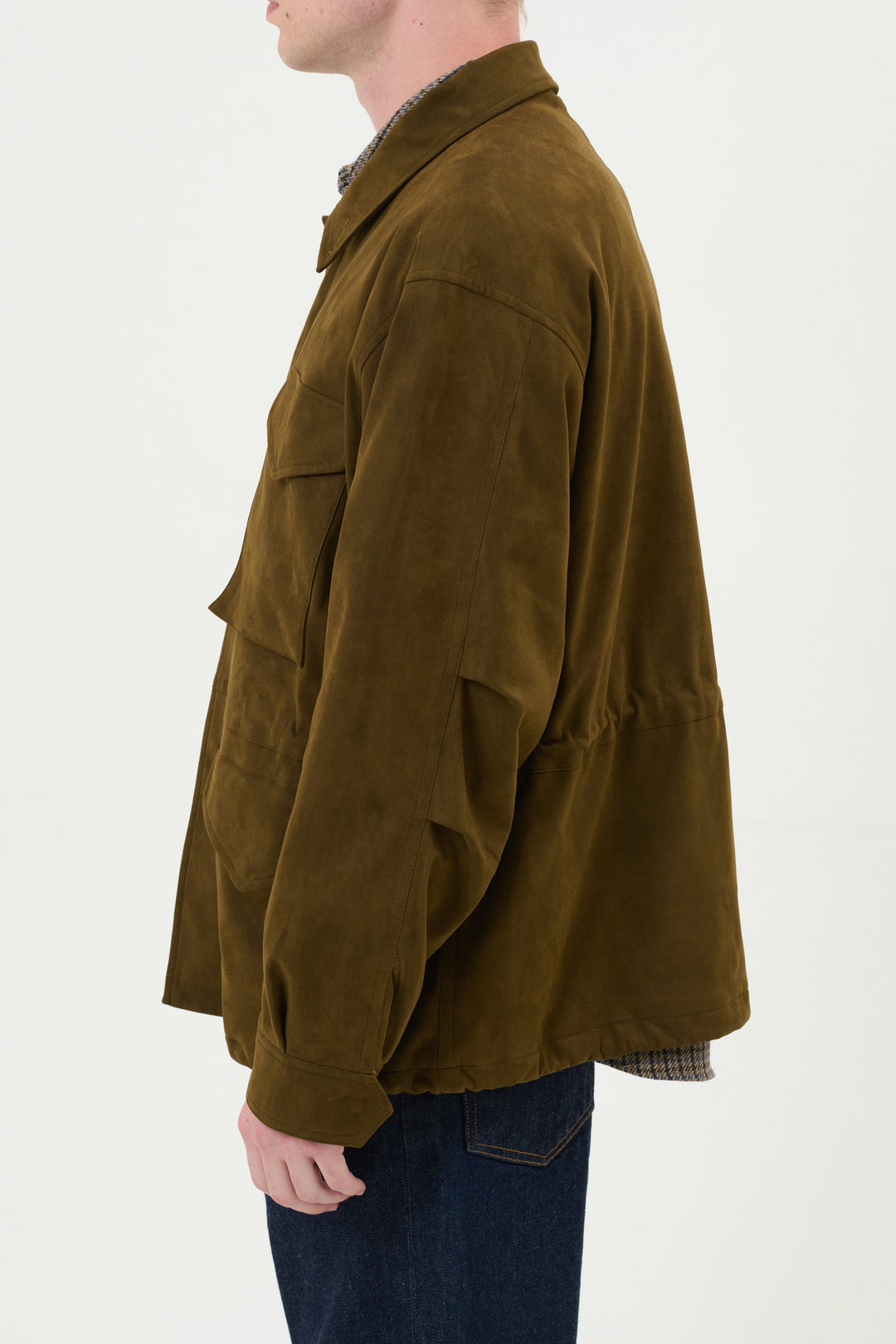 Synthetic Suede Field Jacket - Black