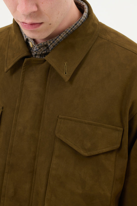Synthetic Suede Field Jacket - Black