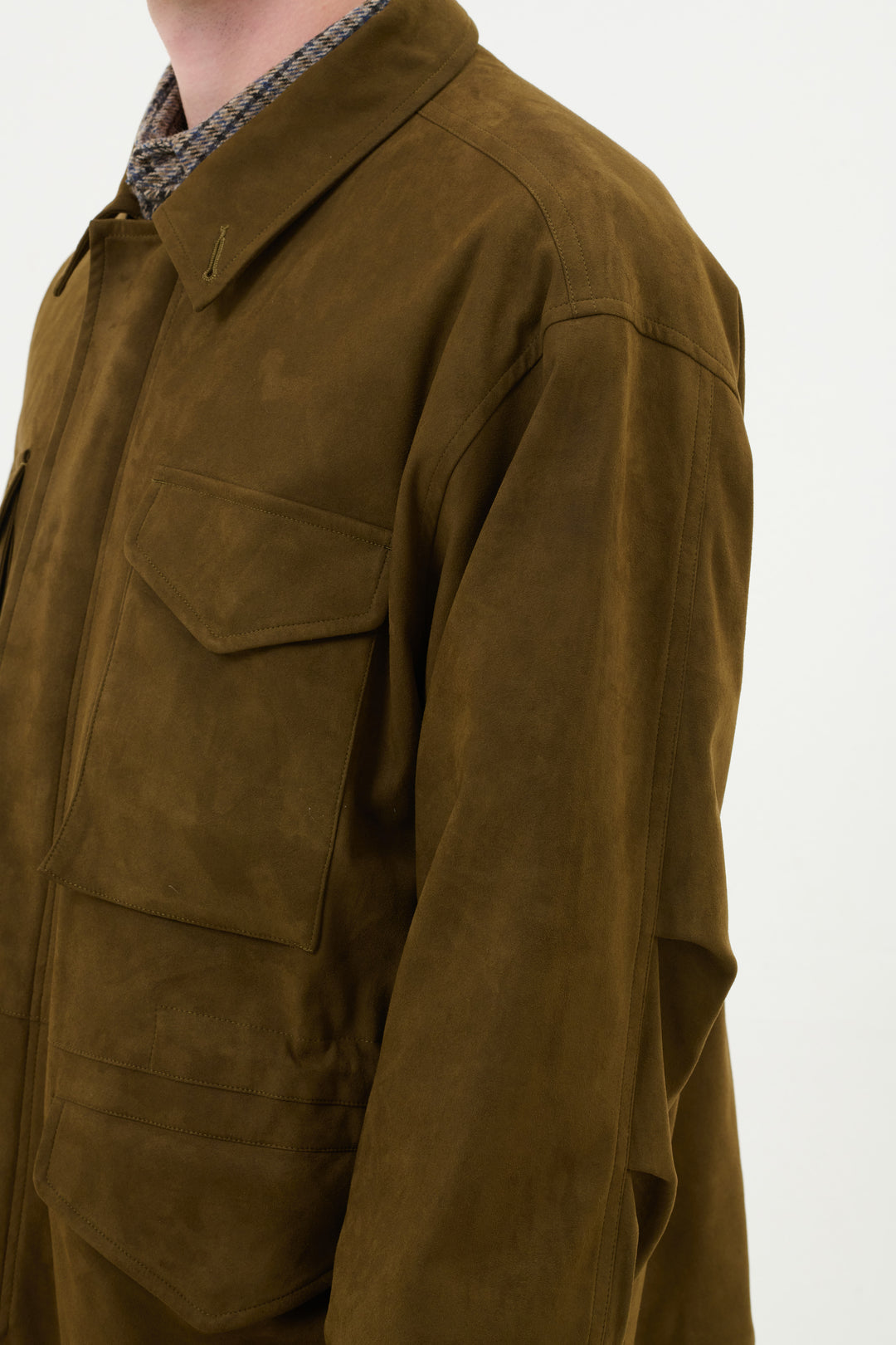 Synthetic Suede Field Jacket - Black