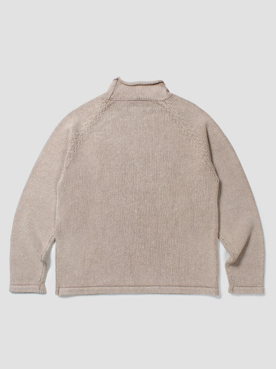 Roll Neck Sweater Bleach Dyed - Beige